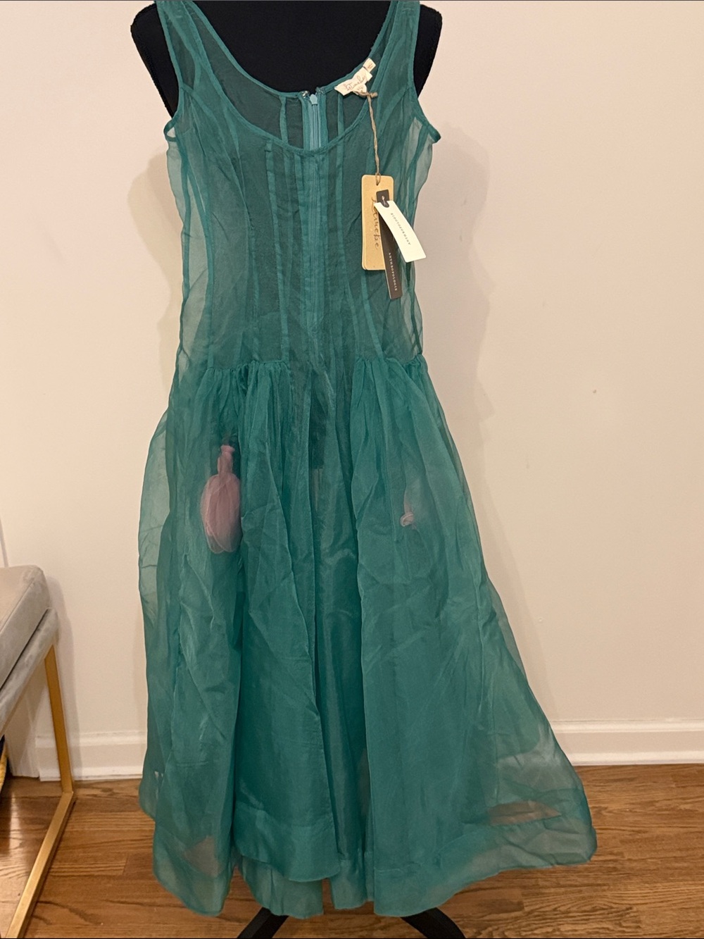 Anthropologie Let Me Be Seamed Sleeveless Basque-Waist Floral Dress size xxs - Picture 4 of 9